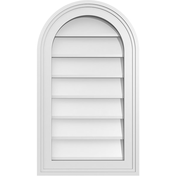 Ekena Millwork Round Top Surface Mount PVC Gable Vent w/ 2"W x 1-1/2"P Brickmould Frame, 14"W x 24"H GVPRT14X2402SN - main